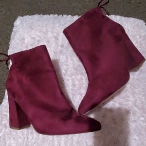Burgundy booties heels ankle boots maroon